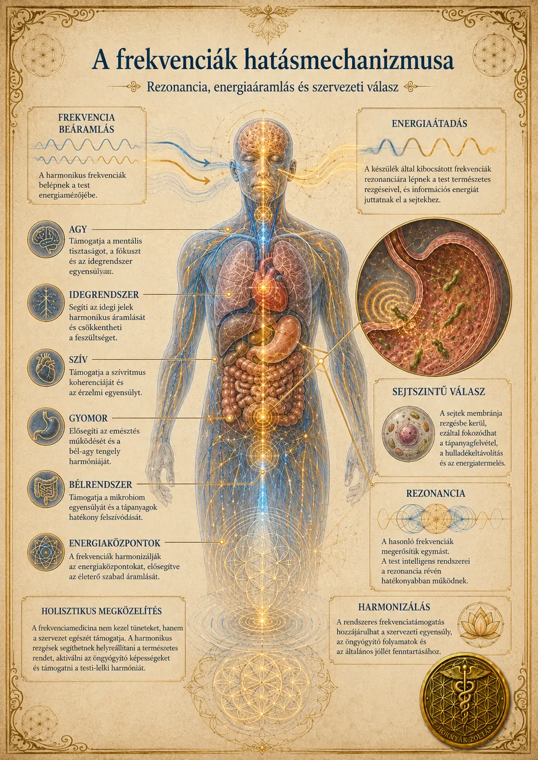 A frekvenciák hatásmechanizmusát bemutató infografika.