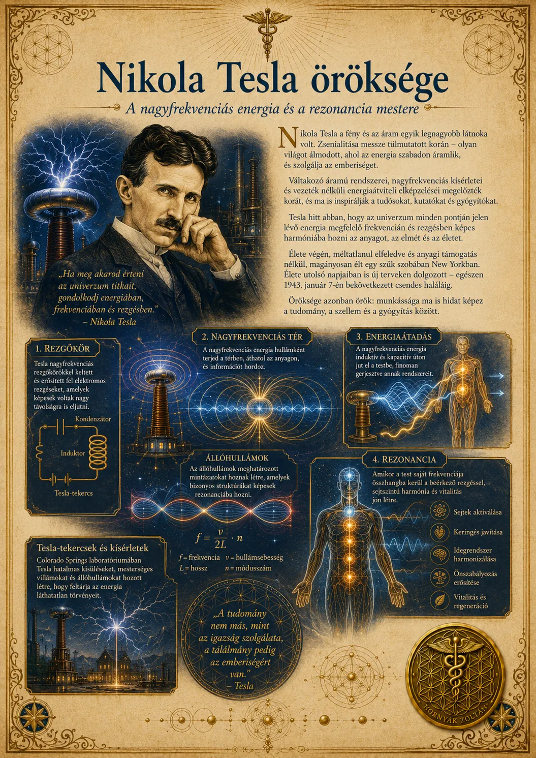 Nikola Tesla öröksége: nagyfrekvenciás energia és rezonancia.